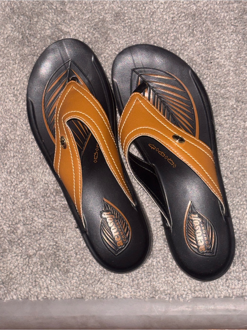 Woman Brown Leather-Accent Flip Flop Sandals